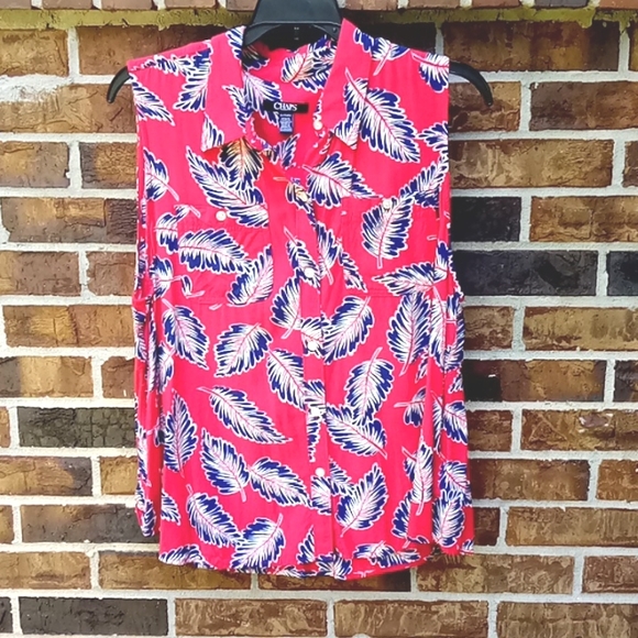 Chaps Tops - CHAPS Sleeveless Button Down Collared Top